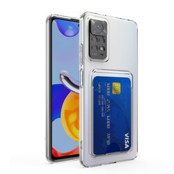 Xiaomi Redmi Note 11S Global Kılıf Kartlıklı Şeffaf Zore Setra Clear Silikon Kapak - 4
