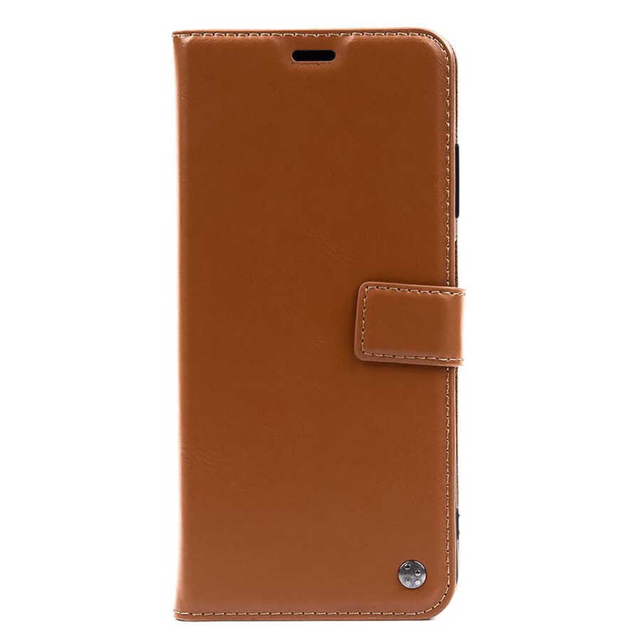 Xiaomi Redmi Note 11S Global Kılıf Zore Kar Deluxe Kapaklı Kılıf - Kahverengi