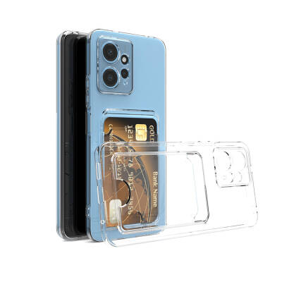 Xiaomi Redmi Note 12 5G Case Transparent Zore Setra Clear Silicone Cover with Card Holder - Zore
