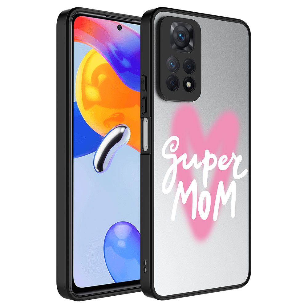 Xiaomi Redmi Note 12 Pro 4G Kılıf Aynalı Desenli Kamera Korumalı Parlak Zore Mirror Kapak - Süper Anne
