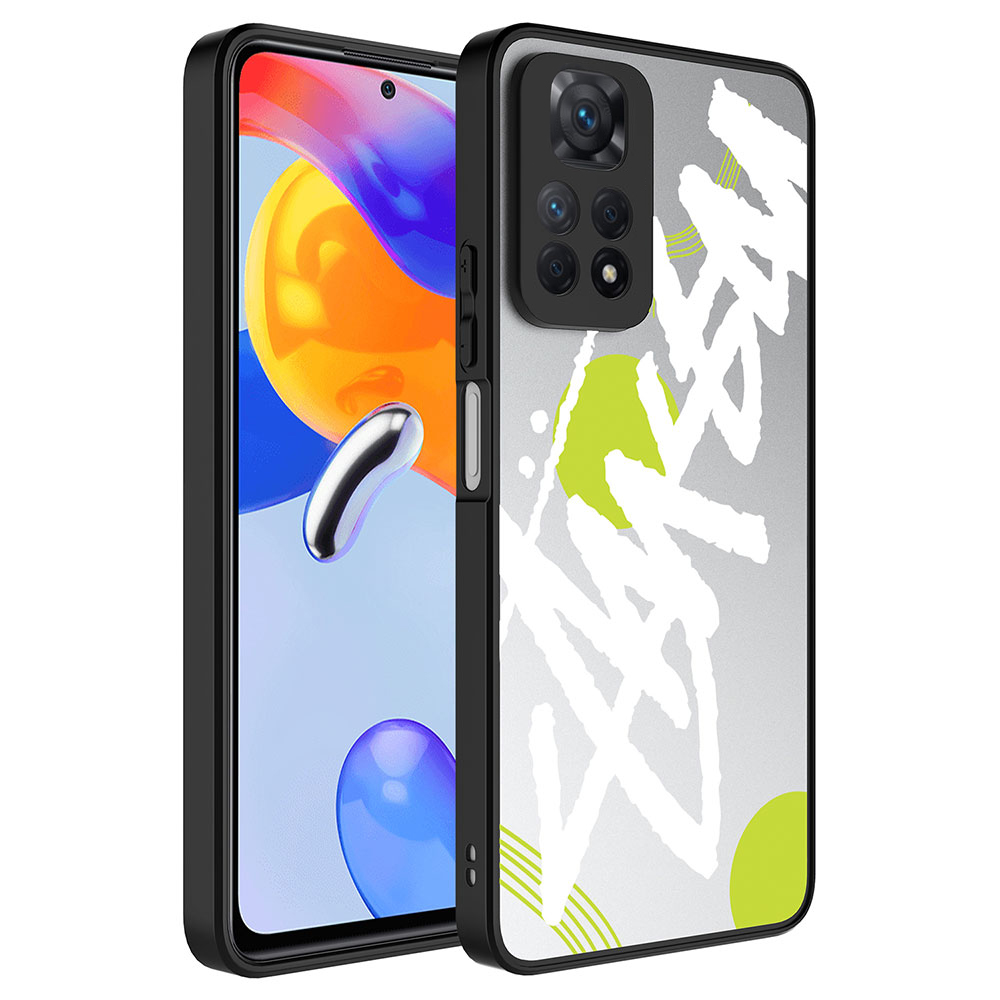 Xiaomi Redmi Note 12 Pro 4G Kılıf Aynalı Desenli Kamera Korumalı Parlak Zore Mirror Kapak - Yazı
