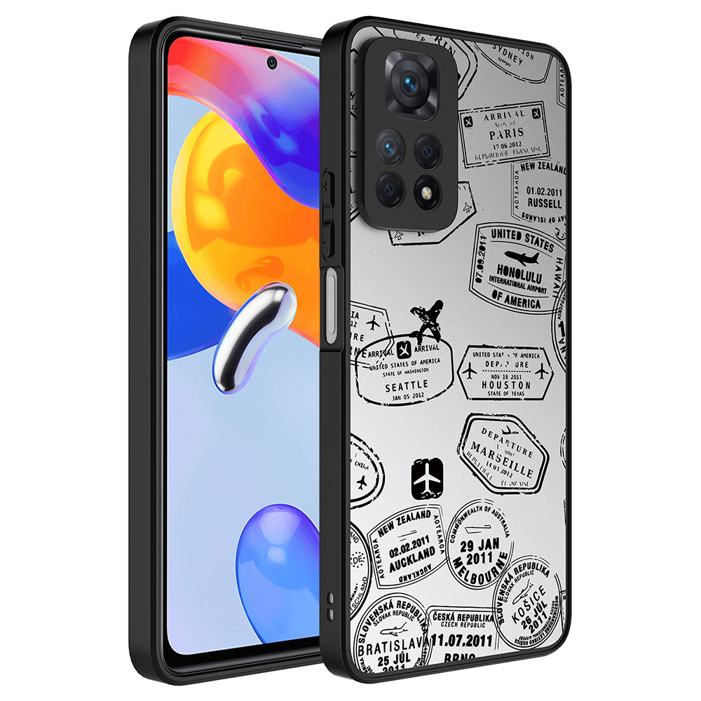Xiaomi Redmi Note 12 Pro 4G Kılıf Aynalı Desenli Kamera Korumalı Parlak Zore Mirror Kapak - Seyahat