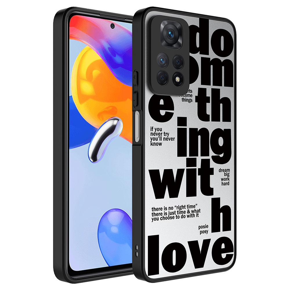 Xiaomi Redmi Note 12 Pro 4G Kılıf Aynalı Desenli Kamera Korumalı Parlak Zore Mirror Kapak - Love