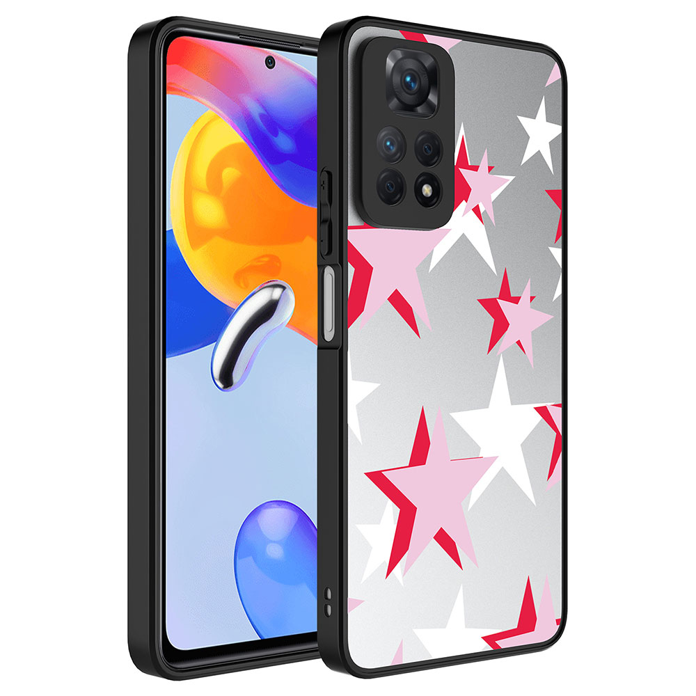 Xiaomi Redmi Note 12 Pro 4G Kılıf Aynalı Desenli Kamera Korumalı Parlak Zore Mirror Kapak - Yıldız