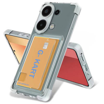 Xiaomi Redmi Note 13 4G Kılıf Airbag Tasarımlı Şeffaf Kartlıklı Zore G-Kart Kapak - Zore