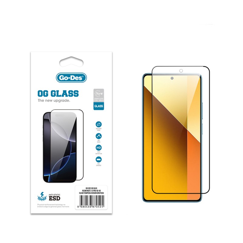 Xiaomi Redmi Note 13 Pro 4G Go Des OG Glass Antistatik Temperli Cam Ekran Koruyucu - 1