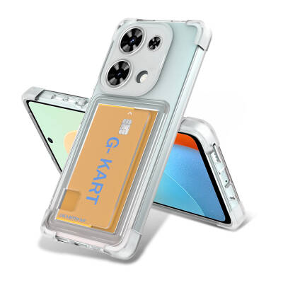 Xiaomi Redmi Note 13 Pro 4G Kılıf Airbag Tasarımlı Şeffaf Kartlıklı Zore G-Kart Kapak - Zore