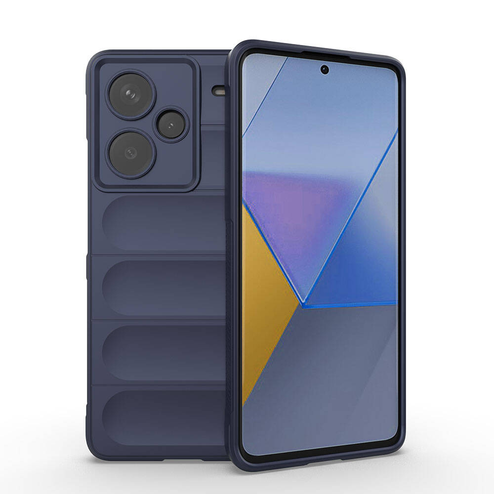 Xiaomi Redmi Note 13 Pro Plus 5G Kılıf Esnek TPU Oyuklu Arka Yüzey Tasarımlı Zore Etnik Silikon Kapak - Lacivert
