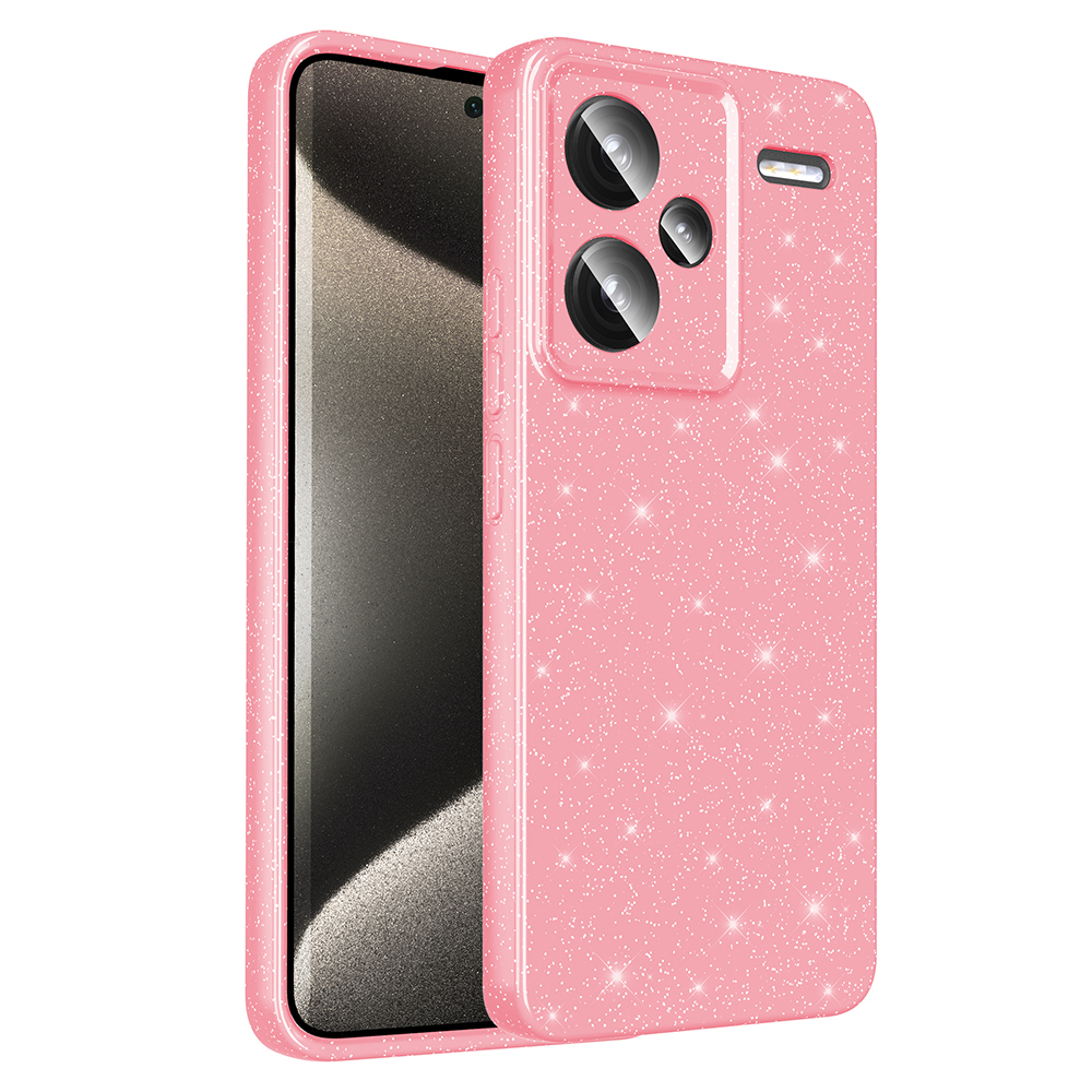 Xiaomi Redmi Note 13 Pro Plus 5G Kılıf Kamera Korumalı Simli Lüks Zore Koton Kapak - Açık Pembe