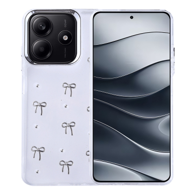 Xiaomi Redmi Note 14 4G Case Airbag Design Glitter Transparent Zore Kutup Cover - Zore