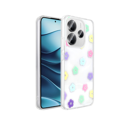 Xiaomi Redmi Note 14 4G Case Transparent Figured Zore Folk Hard Cover - Zore