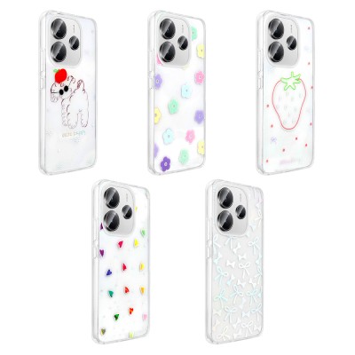 Xiaomi Redmi Note 14 4G Case Transparent Figured Zore Folk Hard Cover - 17