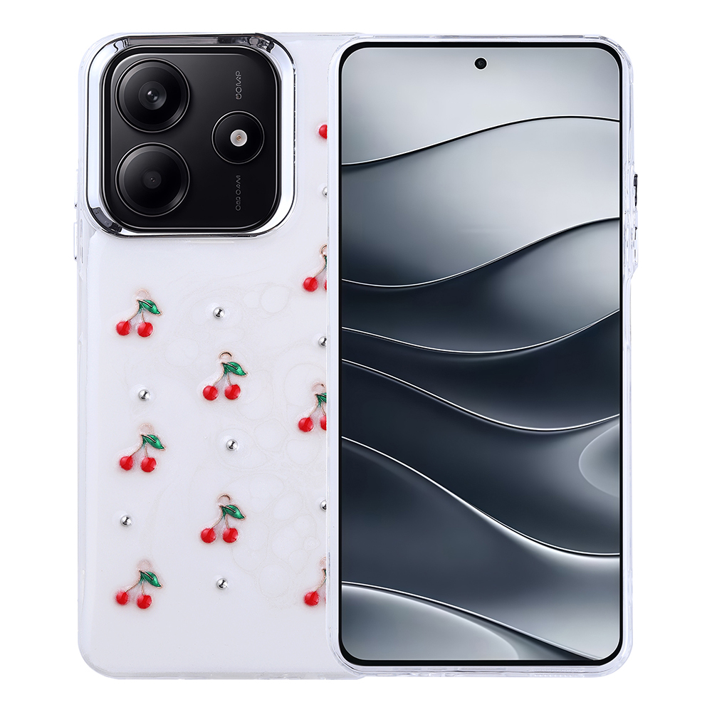 Redmi Note 14 4G Kılıf Airbag Tasarımlı Simli Şeffaf NXXA Kutup Kapak - Kiraz