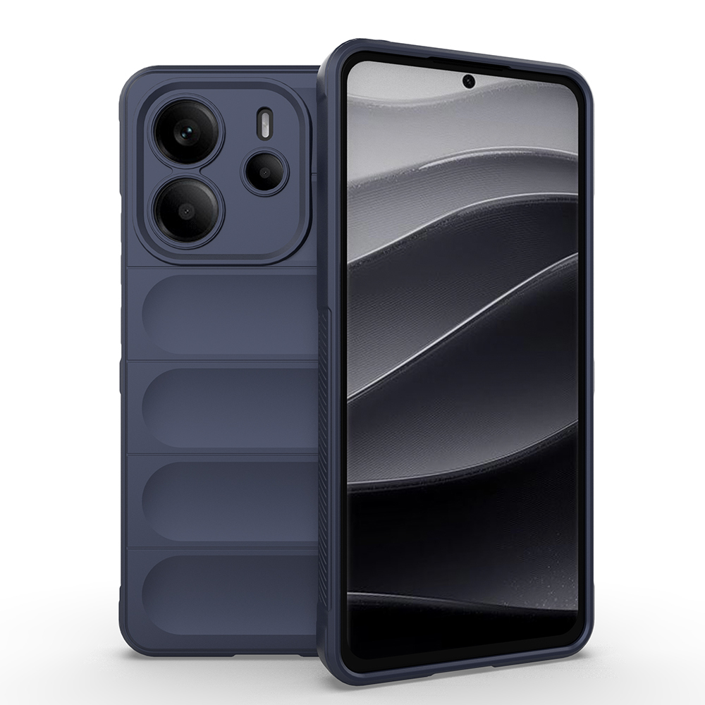 Xiaomi Redmi Note 14 4G Kılıf Esnek TPU Oyuklu Arka Yüzey Tasarımlı Zore Etnik Silikon Kapak - Lacivert