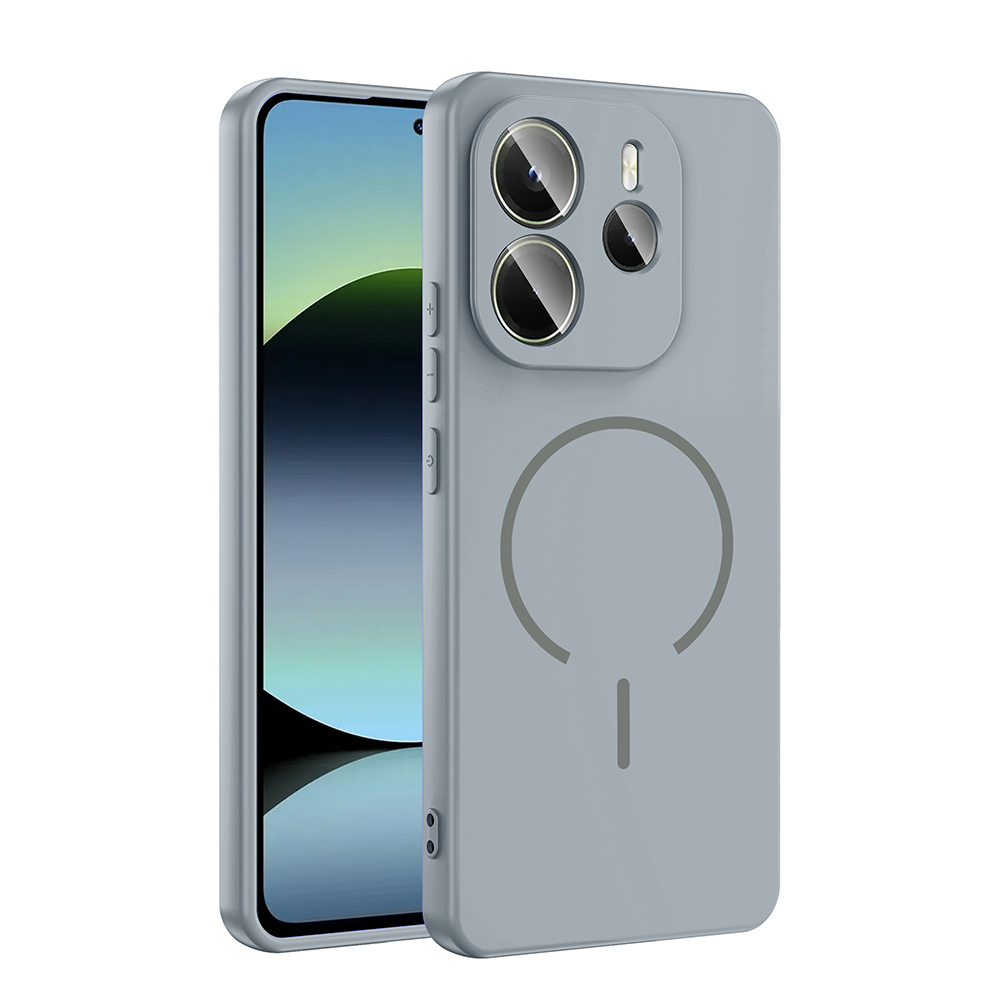 Xiaomi Redmi Note 14 4G Kılıf M-safe Şarj Özellikli Zore Meta Kapak - Titanyum-Gri