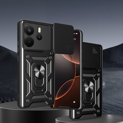Xiaomi Redmi Note 14 4G Kılıf Magnetik Standlı Kamera Korumalı Zore Sürgülü Vega Kapak - 4