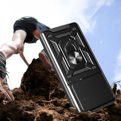Xiaomi Redmi Note 14 4G Kılıf Magnetik Standlı Kamera Korumalı Zore Sürgülü Vega Kapak - 5