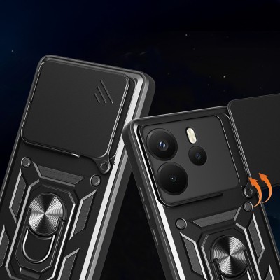 Xiaomi Redmi Note 14 4G Kılıf Magnetik Standlı Kamera Korumalı Zore Sürgülü Vega Kapak - 6