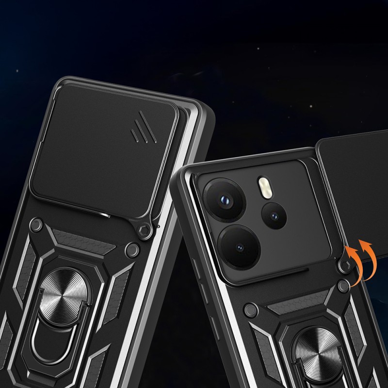 Xiaomi Redmi Note 14 4G Kılıf Magnetik Standlı Kamera Korumalı Zore Sürgülü Vega Kapak - 6