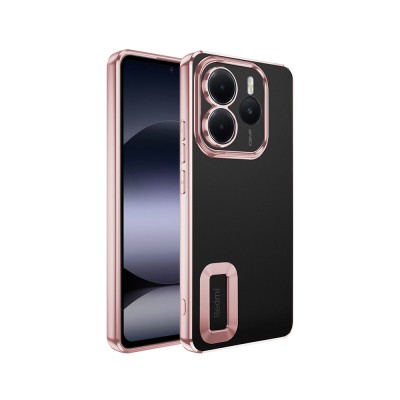 Xiaomi Redmi Note 14 5G Case Camera Protection Logo Showing Zore Omega Cover Rose Gold
