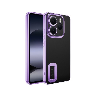 Xiaomi Redmi Note 14 5G Case Camera Protection Logo Showing Zore Omega Cover Lila
