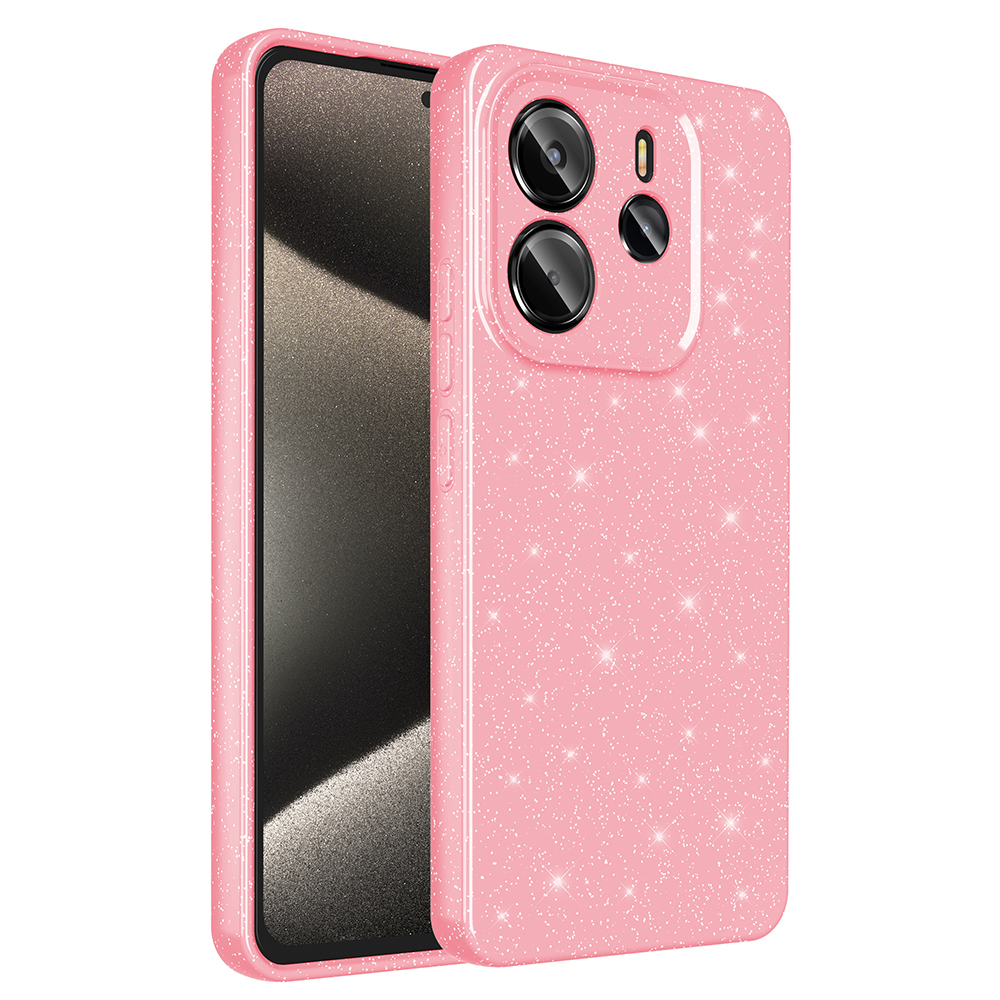 Xiaomi Redmi Note 14 Kılıf Kamera Korumalı Simli Lüks Zore Koton Kapak - Açık Pembe