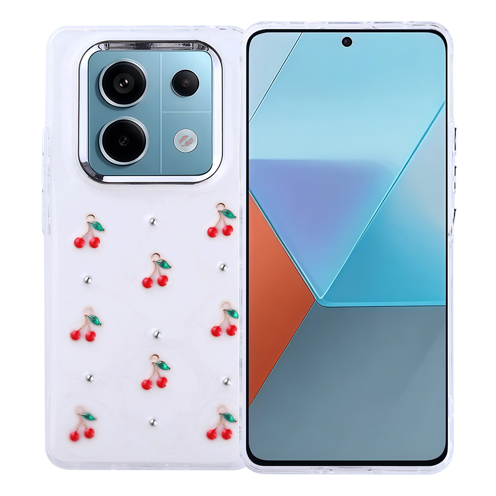 Redmi Note 14 Pro 4G Kılıf Airbag Tasarımlı Simli Şeffaf NXXA Kutup Kapak - Kiraz