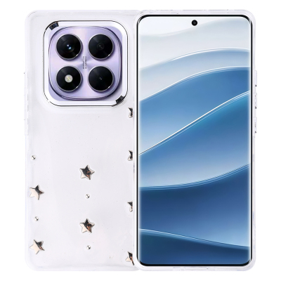 Xiaomi Redmi Note 14 Pro Plus Kılıf Airbag Tasarımlı Simli Şeffaf Zore Kutup Kapak - Zore