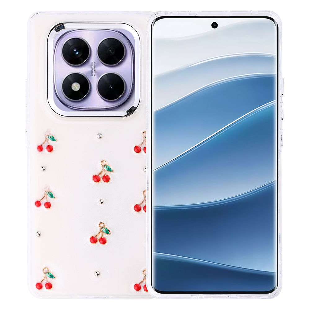 Redmi Note 14 Pro Plus Kılıf Airbag Tasarımlı Simli Şeffaf NXXA Kutup Kapak - Kiraz