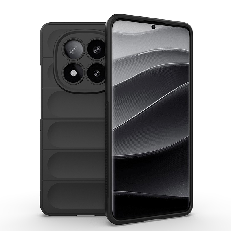 Redmi Note 14 Pro Plus Kılıf Esnek TPU Oyuklu Arka Yüzey Tasarımlı NXXA Etnik Silikon Kapak - Siyah