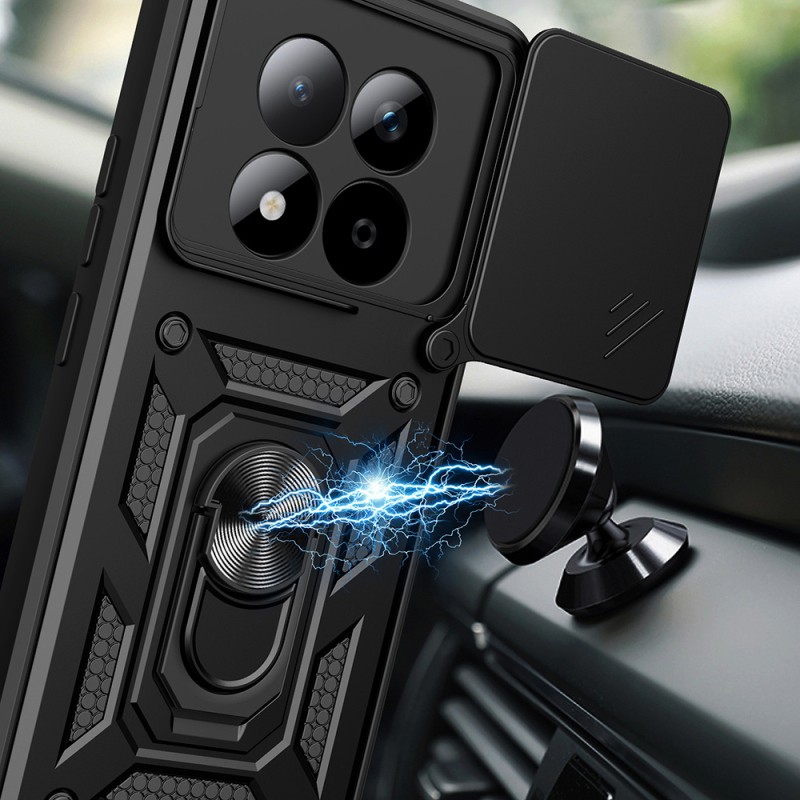 Xiaomi Redmi Note 15 Pro 4G Kılıf Magnetik Standlı Kamera Korumalı Zore Sürgülü Vega Kapak - 4