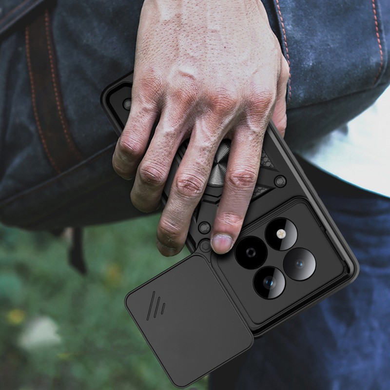 Xiaomi Redmi Note 15 Pro 4G Kılıf Magnetik Standlı Kamera Korumalı Zore Sürgülü Vega Kapak - 11