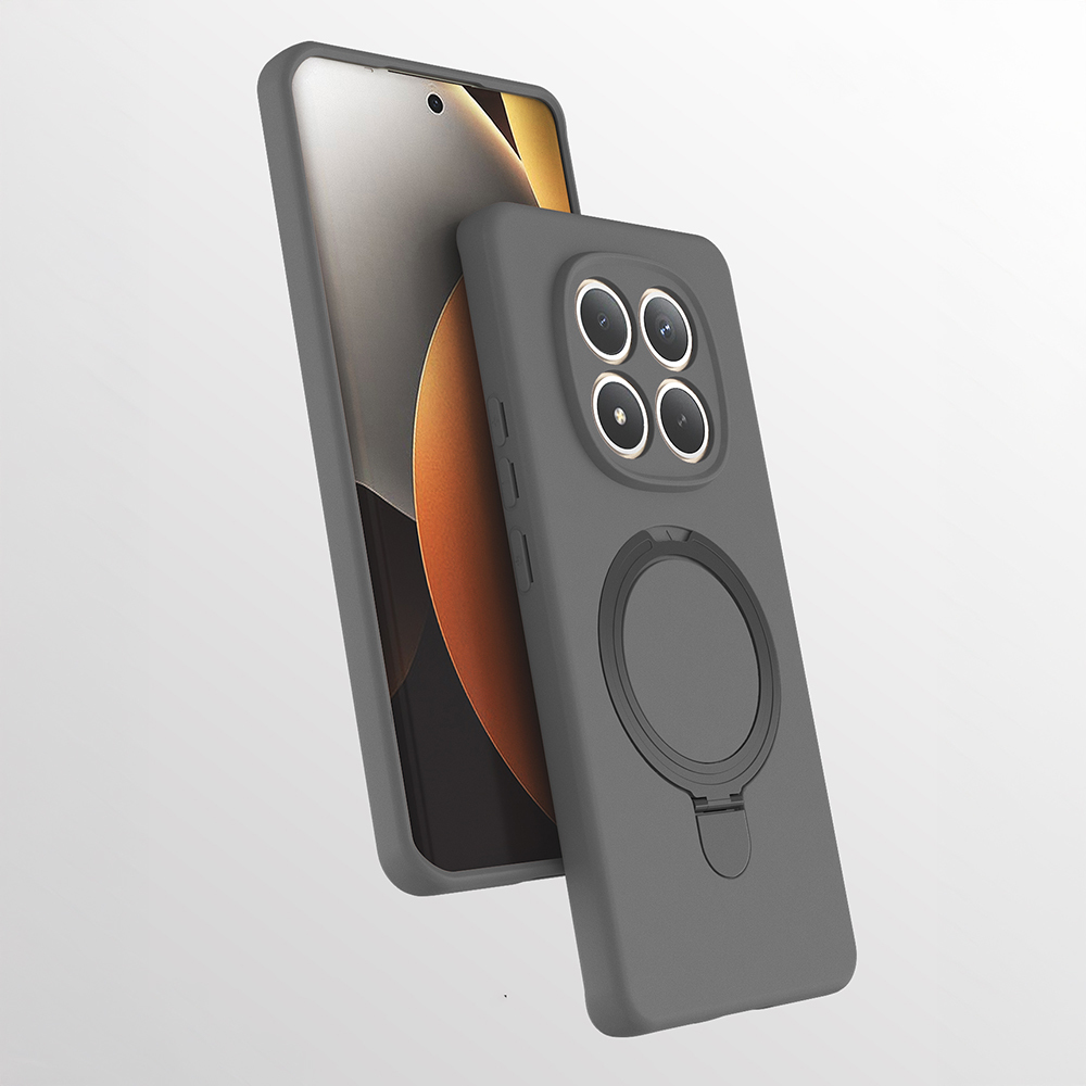 Xiaomi Redmi Note 15 Pro Plus Kılıf M-safe Şarj Özellikli Standlı Zore Samara Kapak - Titanyum-Gri