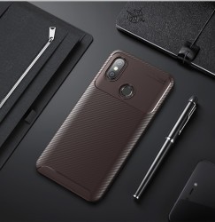 Xiaomi Redmi Note 6 Pro Kılıf Zore Negro Silikon Kapak Kahverengi