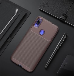 Xiaomi Redmi Note 7 Kılıf Zore Negro Silikon Kapak Kahverengi