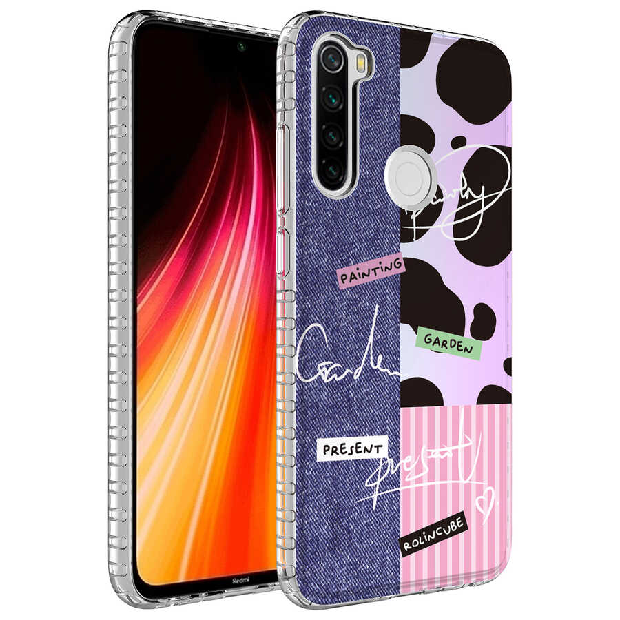 Xiaomi Redmi Note 8 Kılıf Airbag Kenarlı Renkli Desenli Silikon Zore Elegans Kapak - NO8