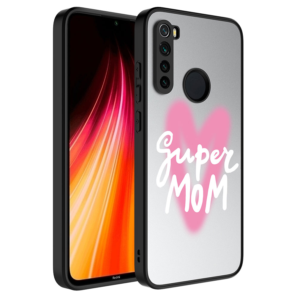 Xiaomi Redmi Note 8 Kılıf Aynalı Desenli Kamera Korumalı Parlak Zore Mirror Kapak - Süper Anne