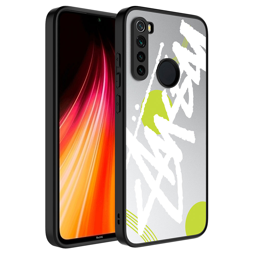 Xiaomi Redmi Note 8 Kılıf Aynalı Desenli Kamera Korumalı Parlak Zore Mirror Kapak - Yazı