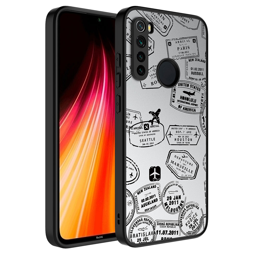 Xiaomi Redmi Note 8 Kılıf Aynalı Desenli Kamera Korumalı Parlak Zore Mirror Kapak - Seyahat