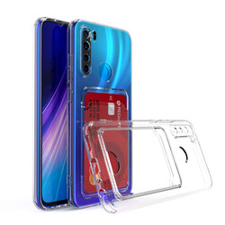 Xiaomi Redmi Note 8 Kılıf Kartlıklı Şeffaf Zore Setra Clear Silikon Kapak - Zore