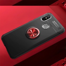 Xiaomi Redmi Note 7 Kılıf Zore Ravel Silikon Kapak Siyah-Kırmızı