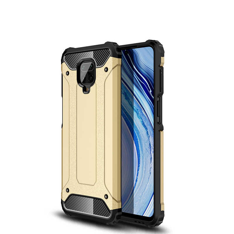 Xiaomi Redmi Note 9 Pro Kılıf Zore Crash Silikon Kapak - Gold