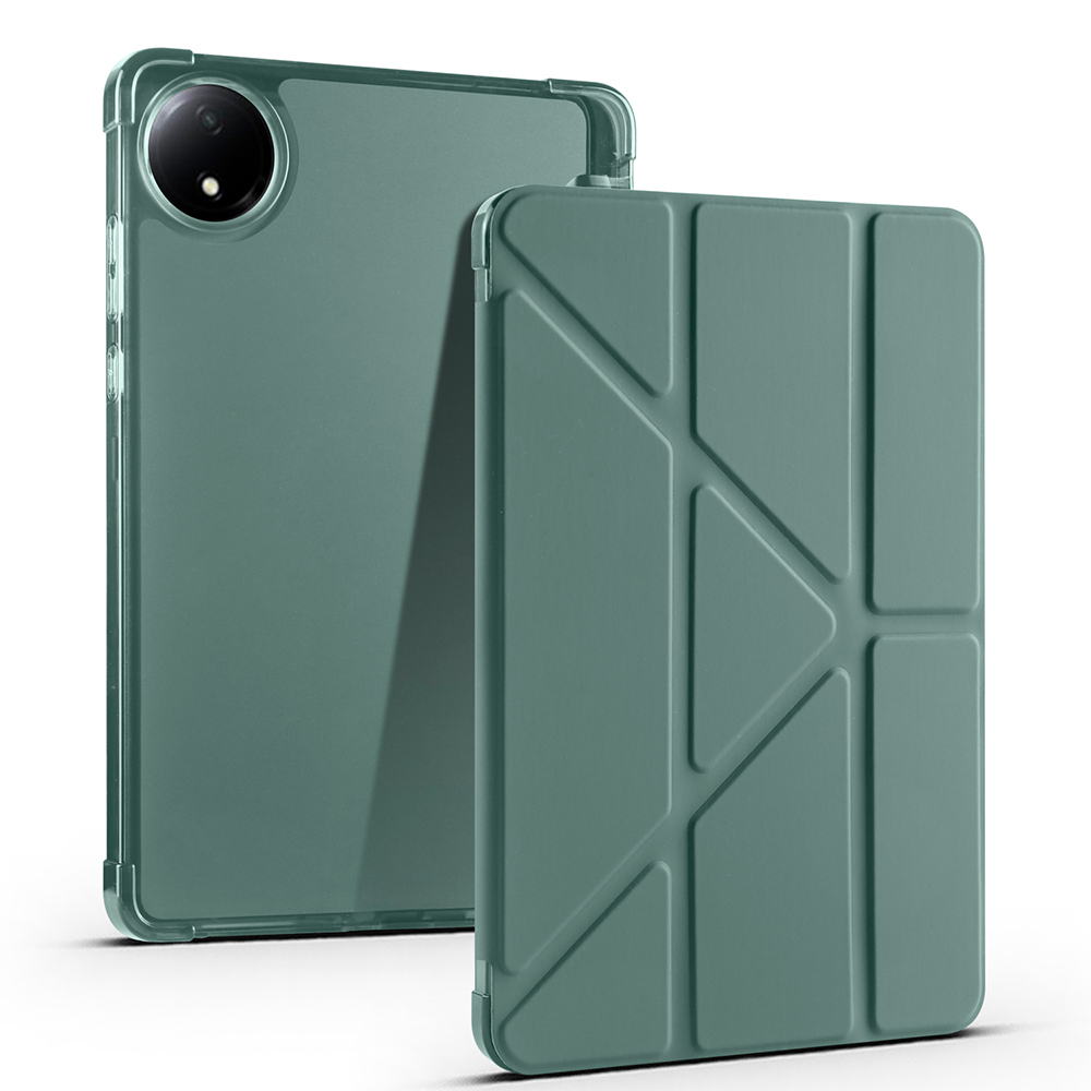 Xiaomi Redmi Pad SE 8.7 Kılıf Zore Tri Folding Kalem Bölmeli Standlı Kılıf - Koyu Yeşil