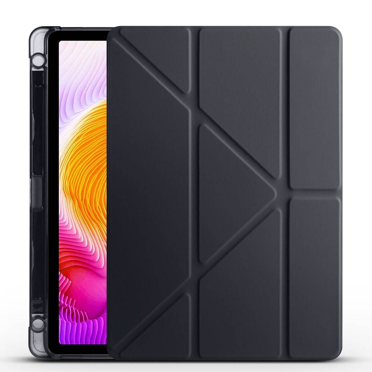 Xiaomi Redmi Pad SE Kılıf Zore Tri Folding Kalem Bölmeli Standlı Kılıf - Siyah