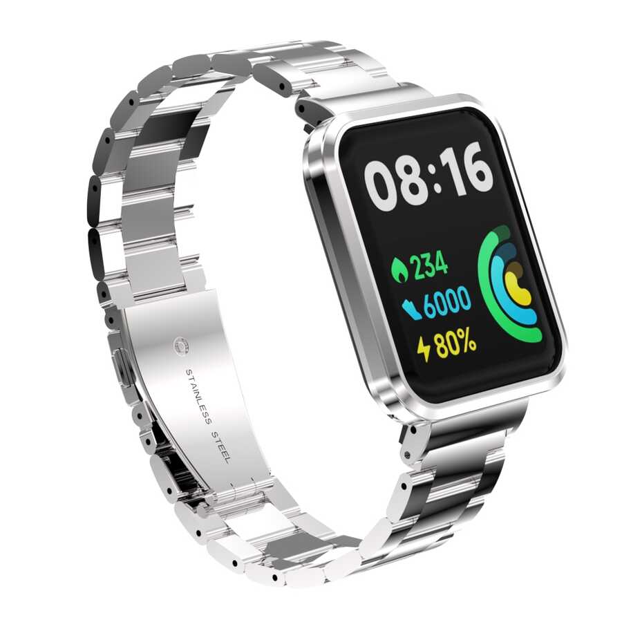 Xiaomi Redmi Watch 2 Lite Zore KRD-60 Metal Kordon - Gümüş