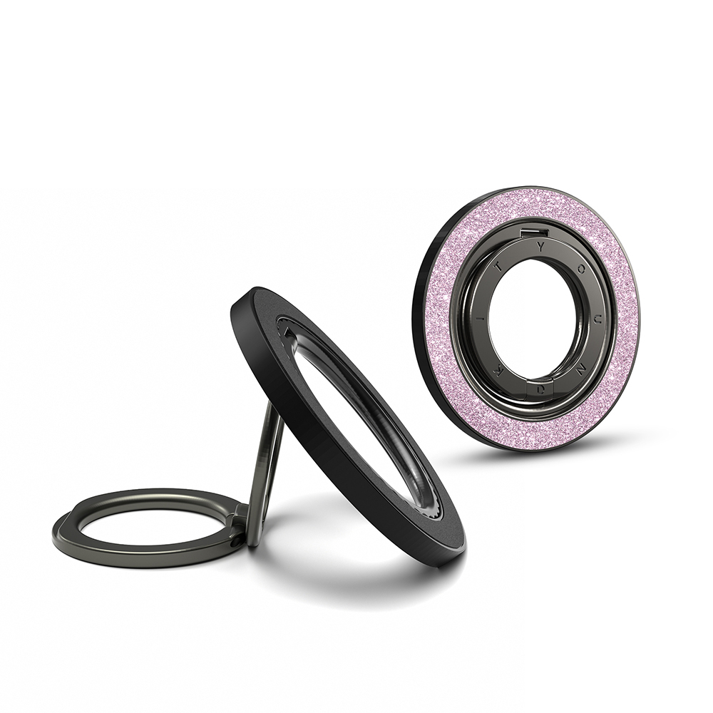 Youngkit Colorful Serisi Double Magnetik Ring Stand Telefon Tutucu - Pembe