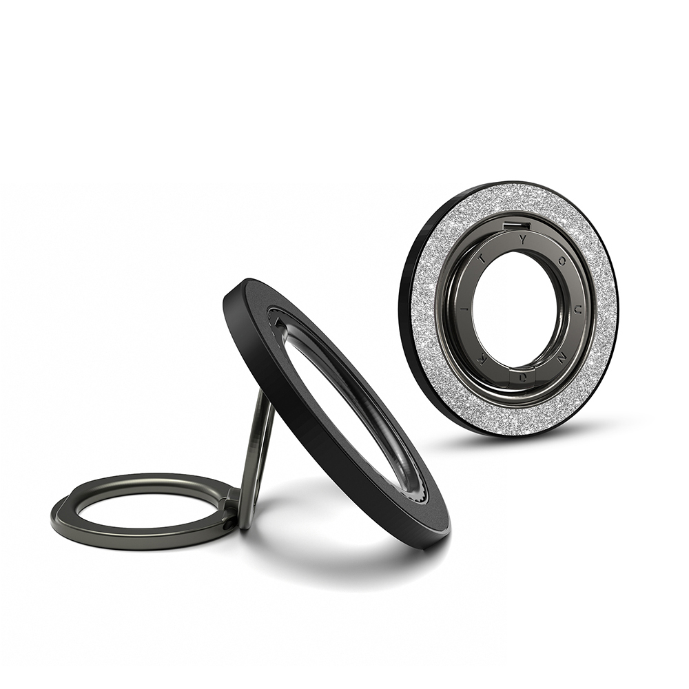 Youngkit Colorful Serisi Double Magnetik Ring Stand Telefon Tutucu - Gümüş