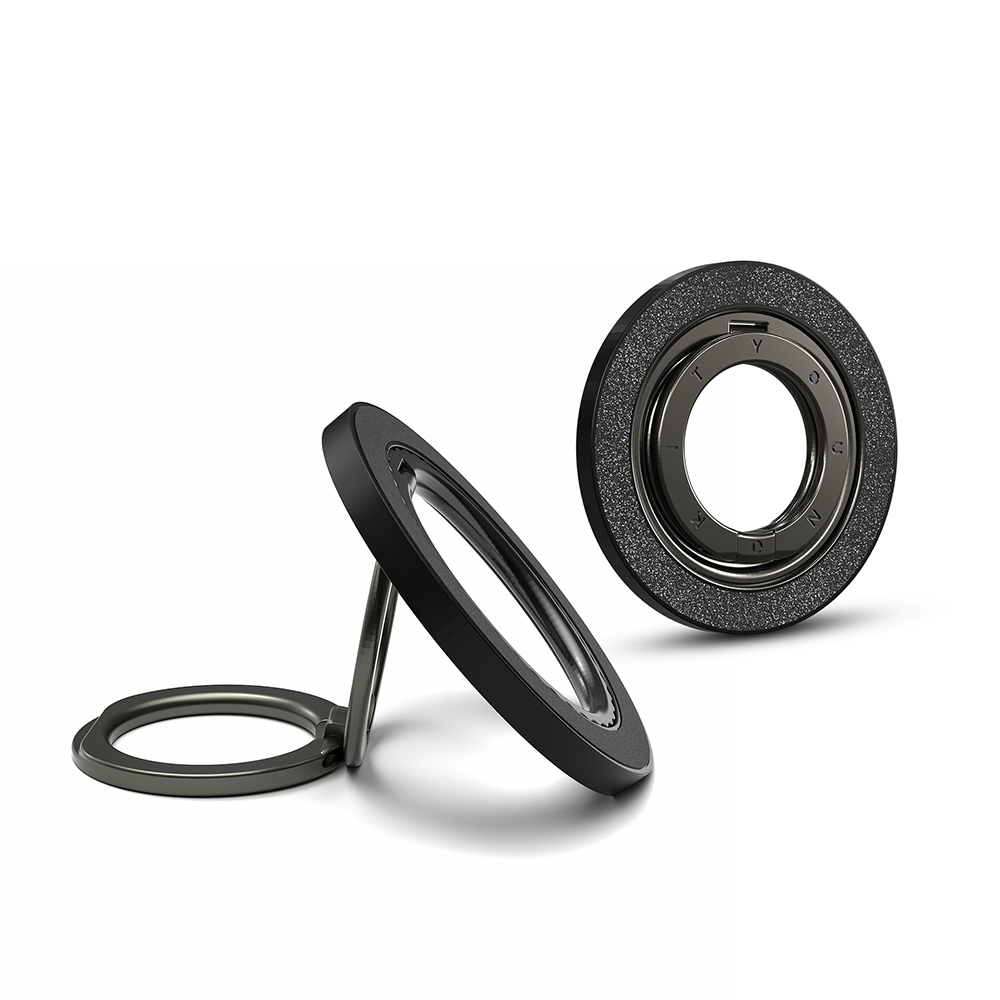 Youngkit Colorful Serisi Double Magnetik Ring Stand Telefon Tutucu - Siyah