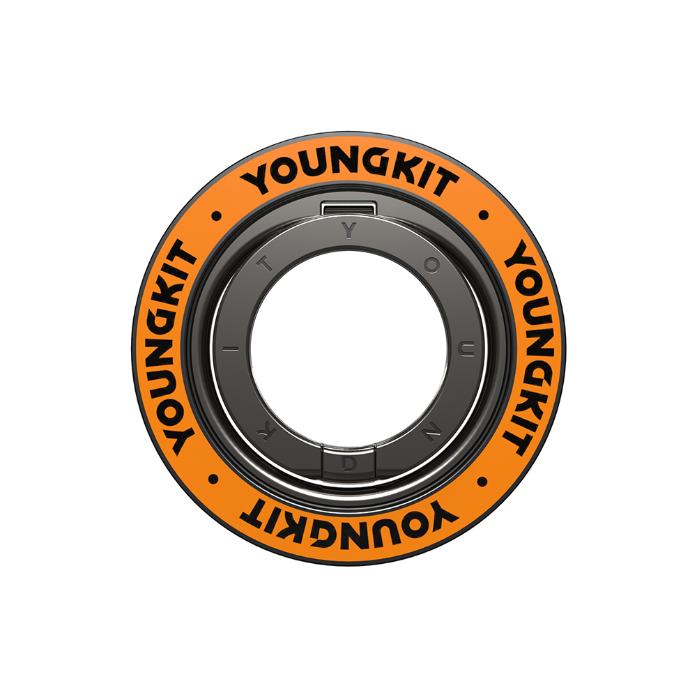 Youngkit Magnetik 360 Derece Dönebilen Double Ring Serisi Parmak Ring Stand - Turuncu