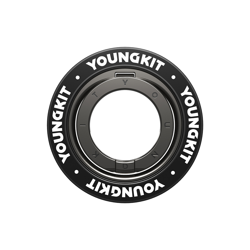 Youngkit Magnetik 360 Derece Dönebilen Double Ring Serisi Parmak Ring Stand - Siyah